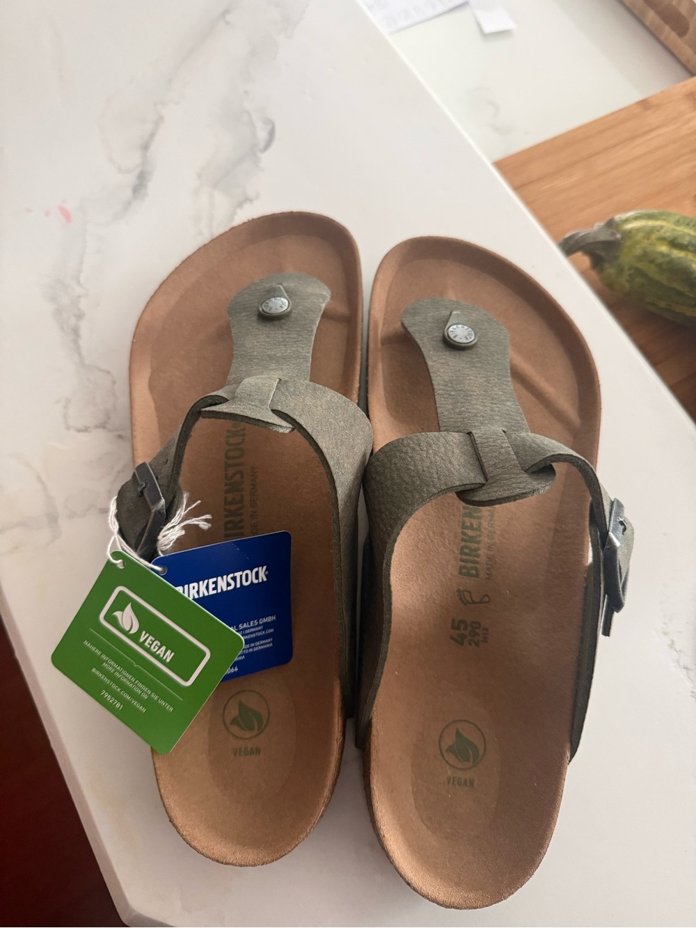 Birkenstock Women's Vegan Gizeh Sandal in Olive Green